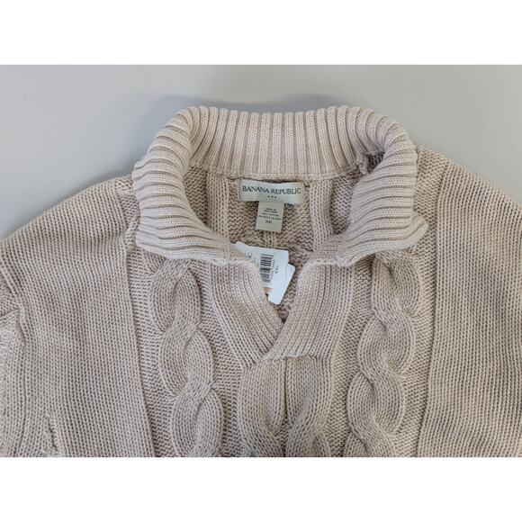 NWT Banana Republic Fisherman Sweater Womens XXL Oatmeal Cable Knit Factory - Picture 1 of 7
